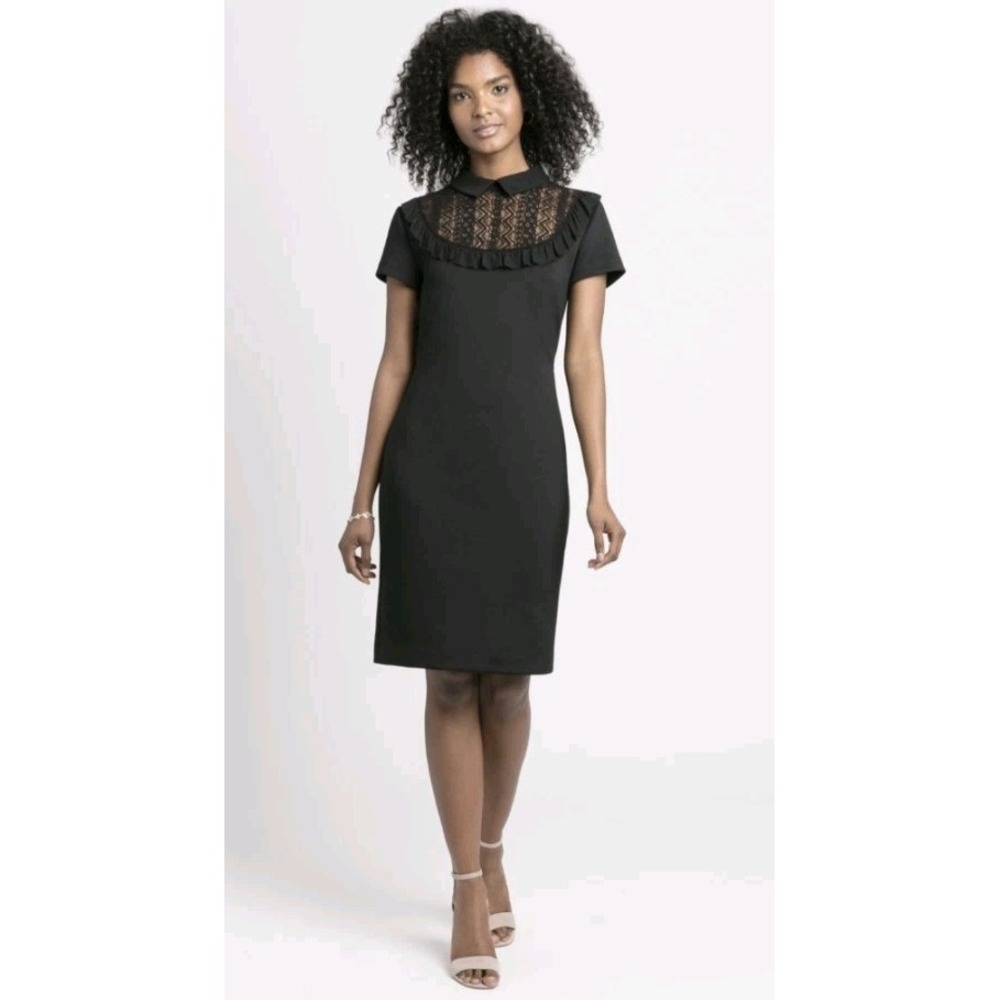 NWT Ivanka Trump Black‎ Lace Neck Sheath Dress Collar SZ 10 Cocktail
